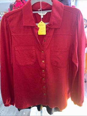 Organic Cotton Red Shirt with Chest Pockets
